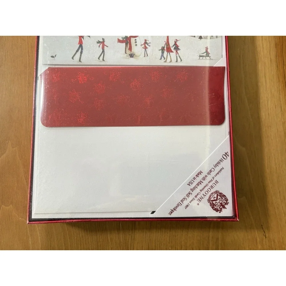 Burgoyne 40 Photo Christmas Cards With Matching Red Foil Envelopes Snowman Scene